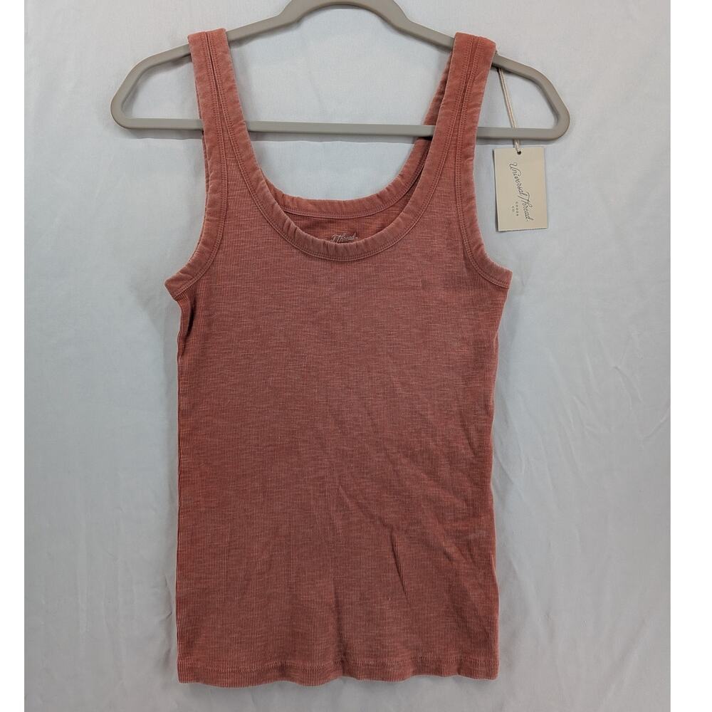 Universal Thread Tank Top XS Pink Orange Ribbed Slim Fit Scoop Neck Layering Gym